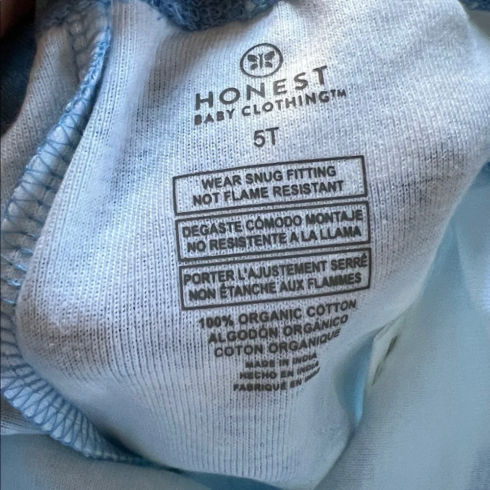 Honest Baby Blue Patterned Cotton Pajama Set 5T - Picture 7 of 7
